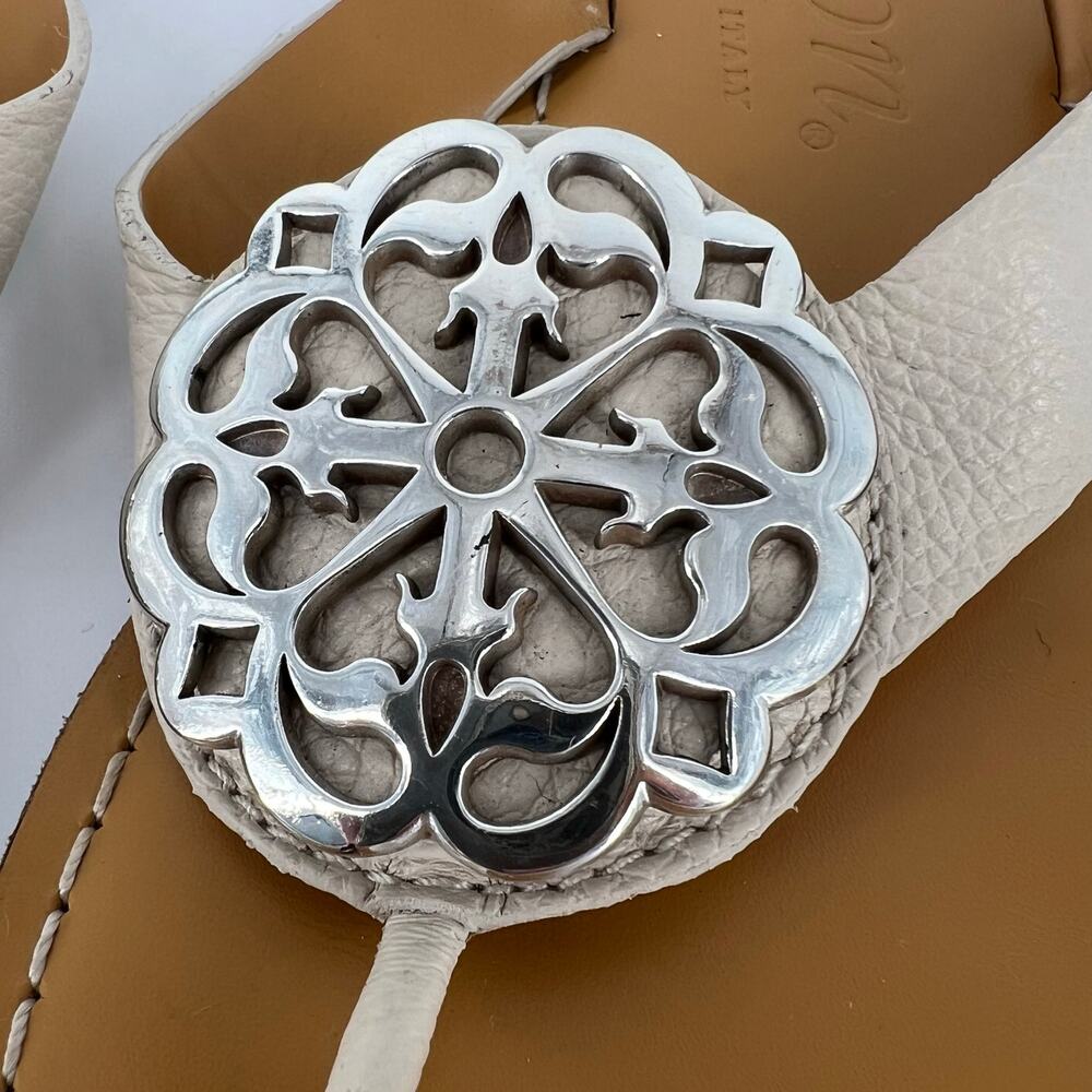 Brighton Alice white thong leather sandals 7.5 with box flip flop - Picture 7 of 9